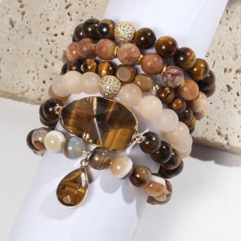 Lot de 6 Bracelets Bohèmes en Pierres Naturelles