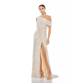 Robe soirée dorée à sequins – Glamour avec fente haute