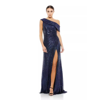 Robe soirée dorée à sequins – Glamour avec fente haute