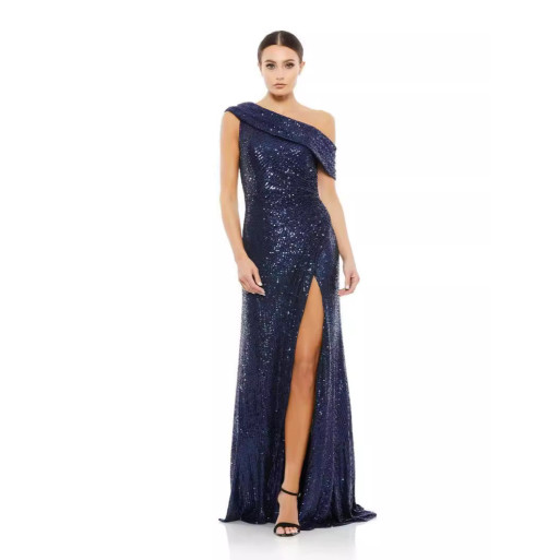 Robe soirée dorée à sequins – Glamour avec fente haute