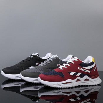 Baskets sport homme – Noir, gris et rouge | Idimba