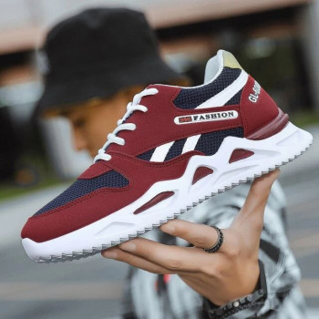 Baskets sport homme – Noir, gris et rouge | Idimba