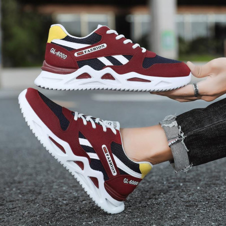 Baskets sport homme – Noir, gris et rouge | Idimba