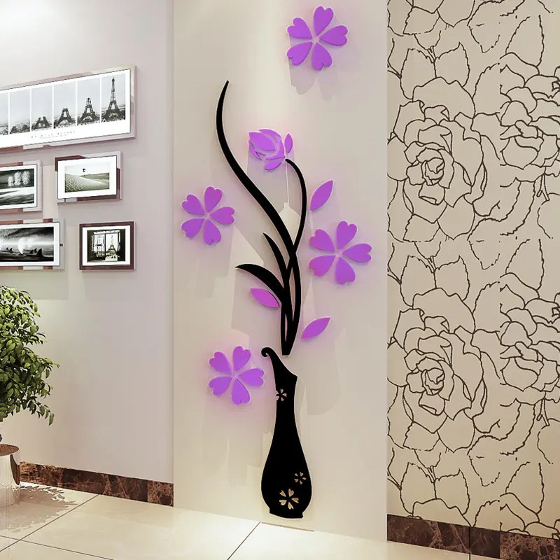 Sticker mural « Fleurs avec vase » – Décoration d'intérieur élégante et facile | Achetez maintenant