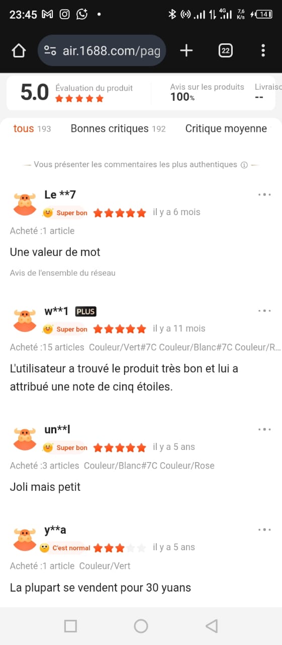 voir les avis des client sur le produit
